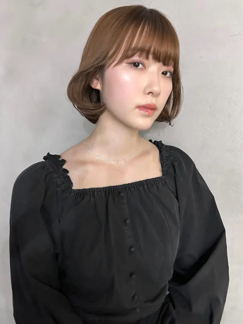 セミロング カラー タンバルモリ ヘアカラー 🧸艶々韓国ヘア 🧁mizunaのヘアスタイル
