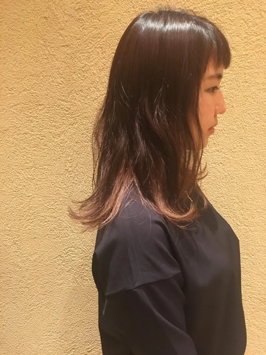 ミディアム 切りっぱなしロブ 韓国ヘアならお任せ！ 小辻李菜💕のヘアスタイル