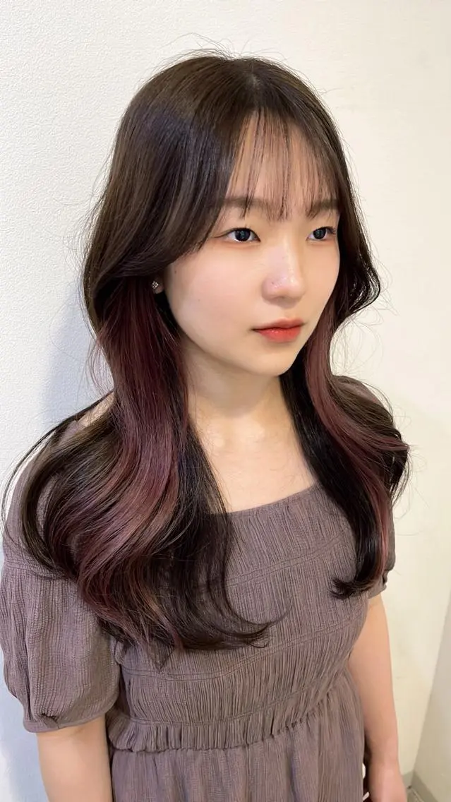 ロング カラー ヘアアレンジ ブラウンカラー ココアブラウン エギョモリ ヨシンモリ 韓国風ヘア カット ヘアカラー トリートメント 韓国×髪質改善特化 💍maki💍のヘアスタイル