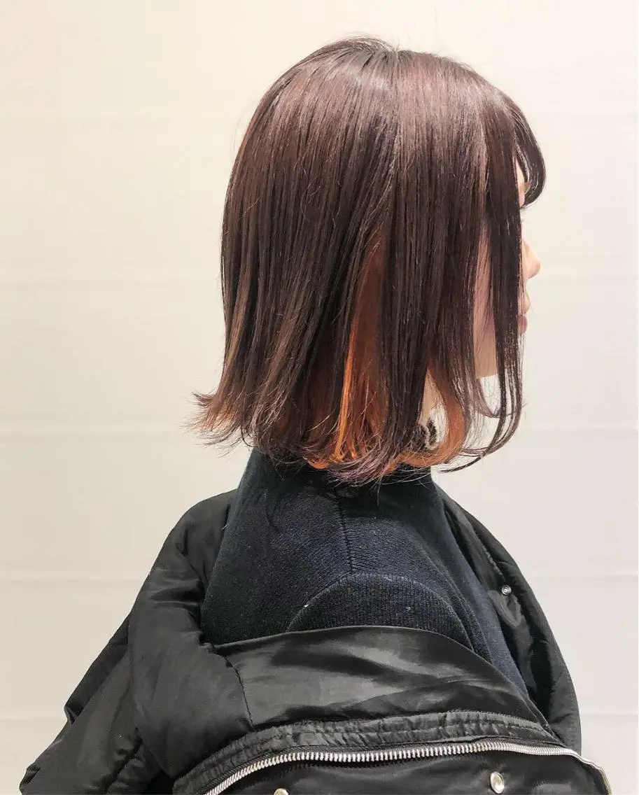 カラー オレンジ ウルフカット ハッシュカット/七海のヘアスタイル