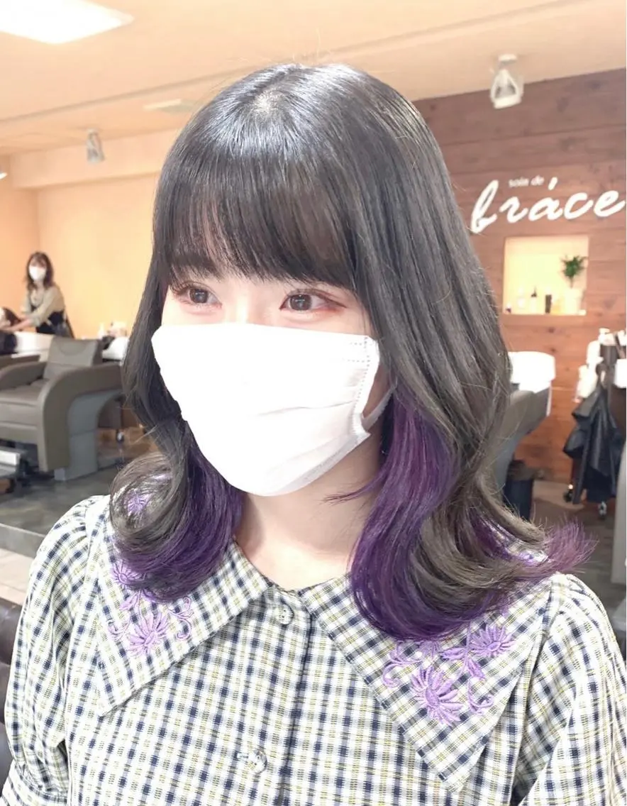 セミロング ヘアカラー レイヤー/艶髪カラー 森本くるみのヘアスタイル