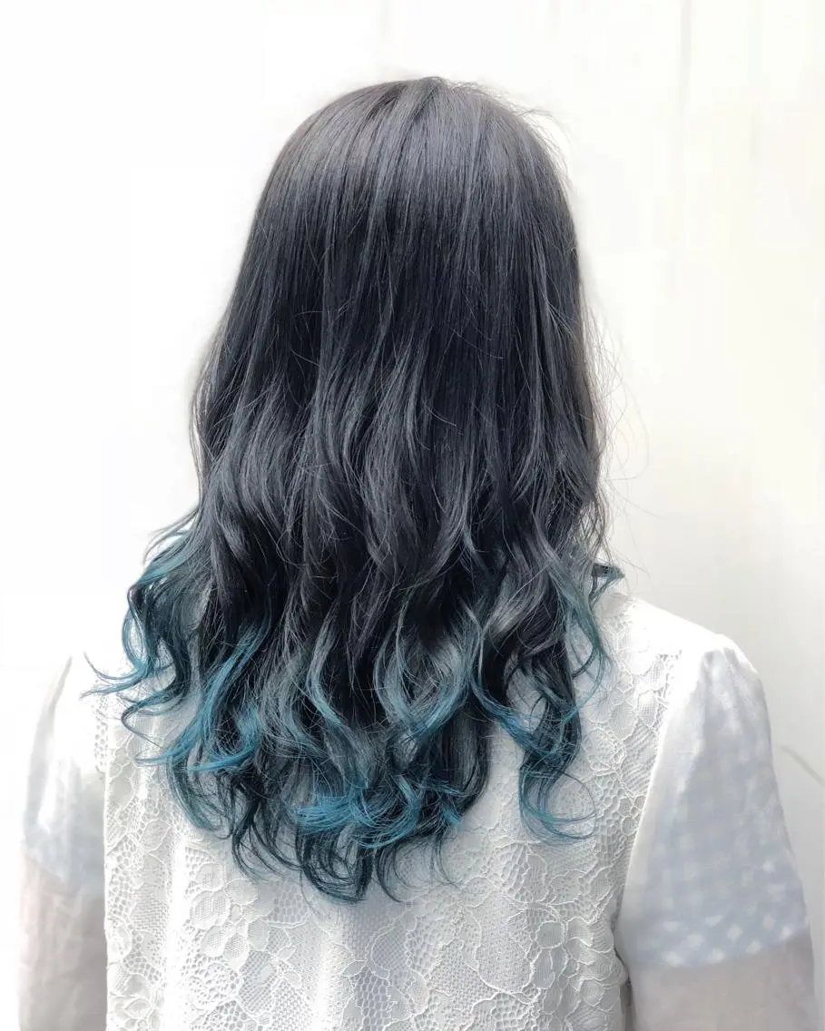 ミディアム カラー ブルーカラー ブルージュ 縮毛矯正⭐️ TAKAHIROのヘアスタイル