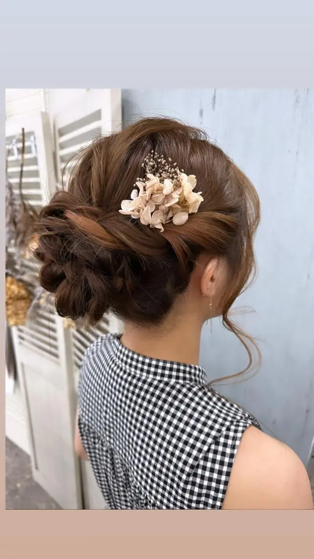 ロング ヘアアレンジ お団子ヘア 三つ編み 簡単アレンジ 韓国風ヘア 浴衣 韓国メイクサロン YUKINA東京のその他イメージ