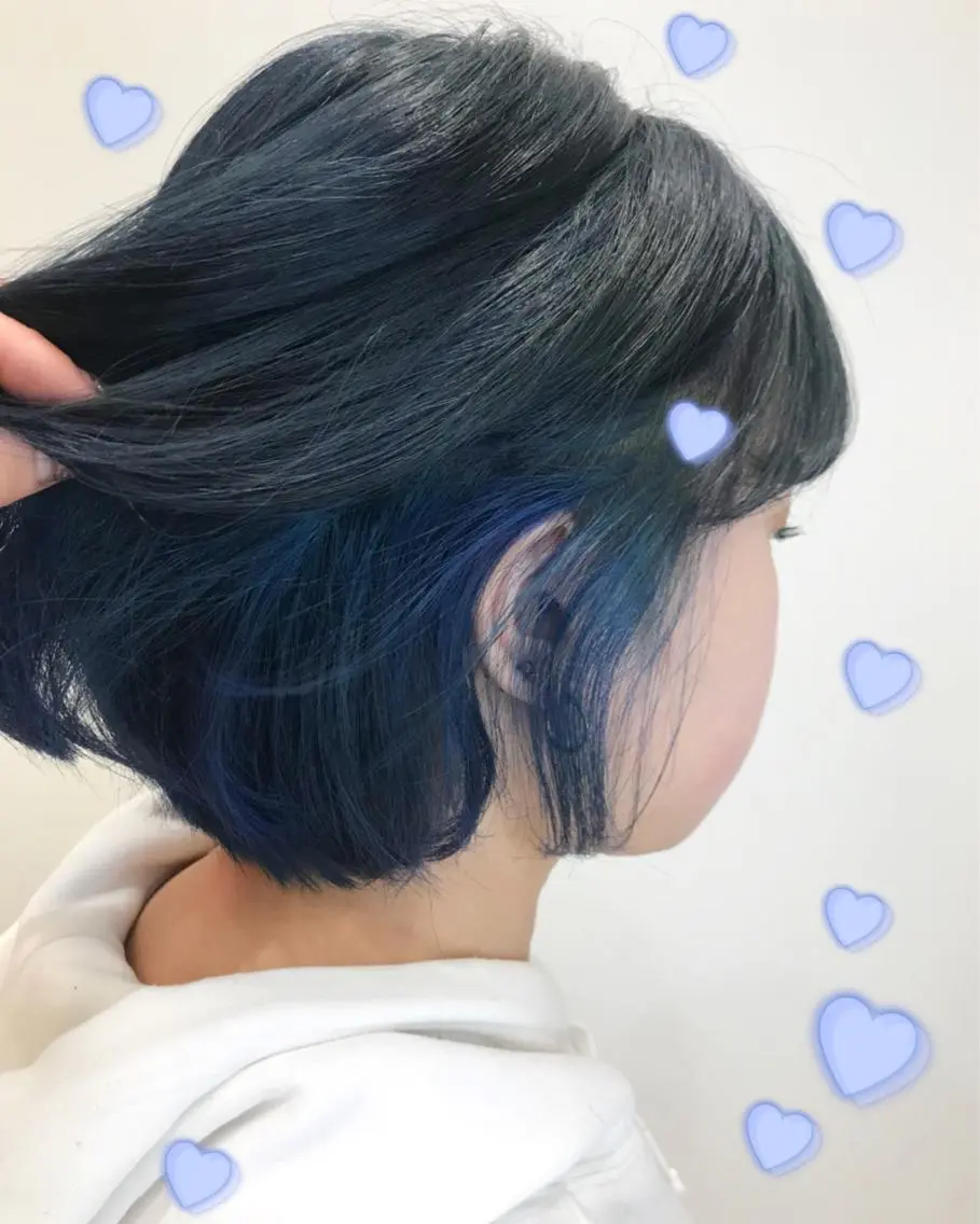 ショート カラー ブルーカラー ネイビーカラー 新宿駅近♡個室 ♡関口三都季🌜のヘアスタイル