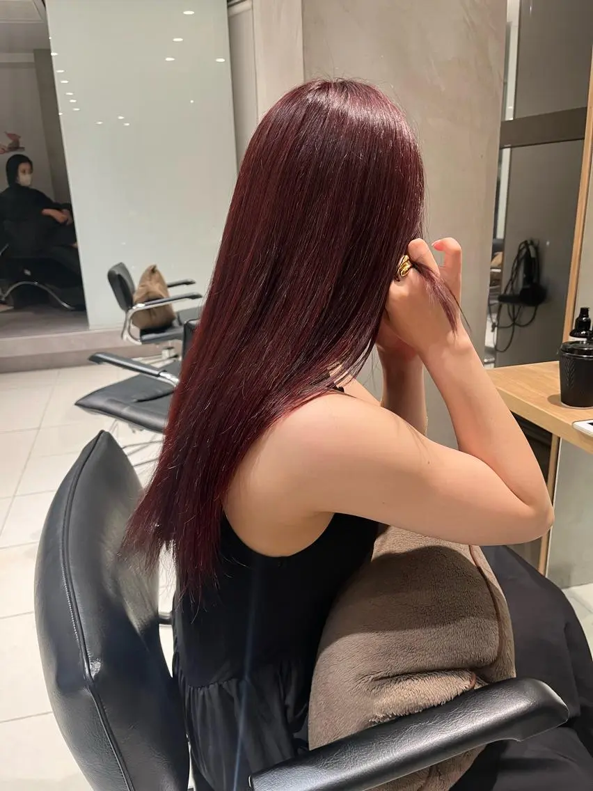 ロング カラー ヘアアレンジ 黒髪 ブリーチ ケアブリーチ カシス ディープラベンダー stylist ◎RUKI.のヘアスタイル