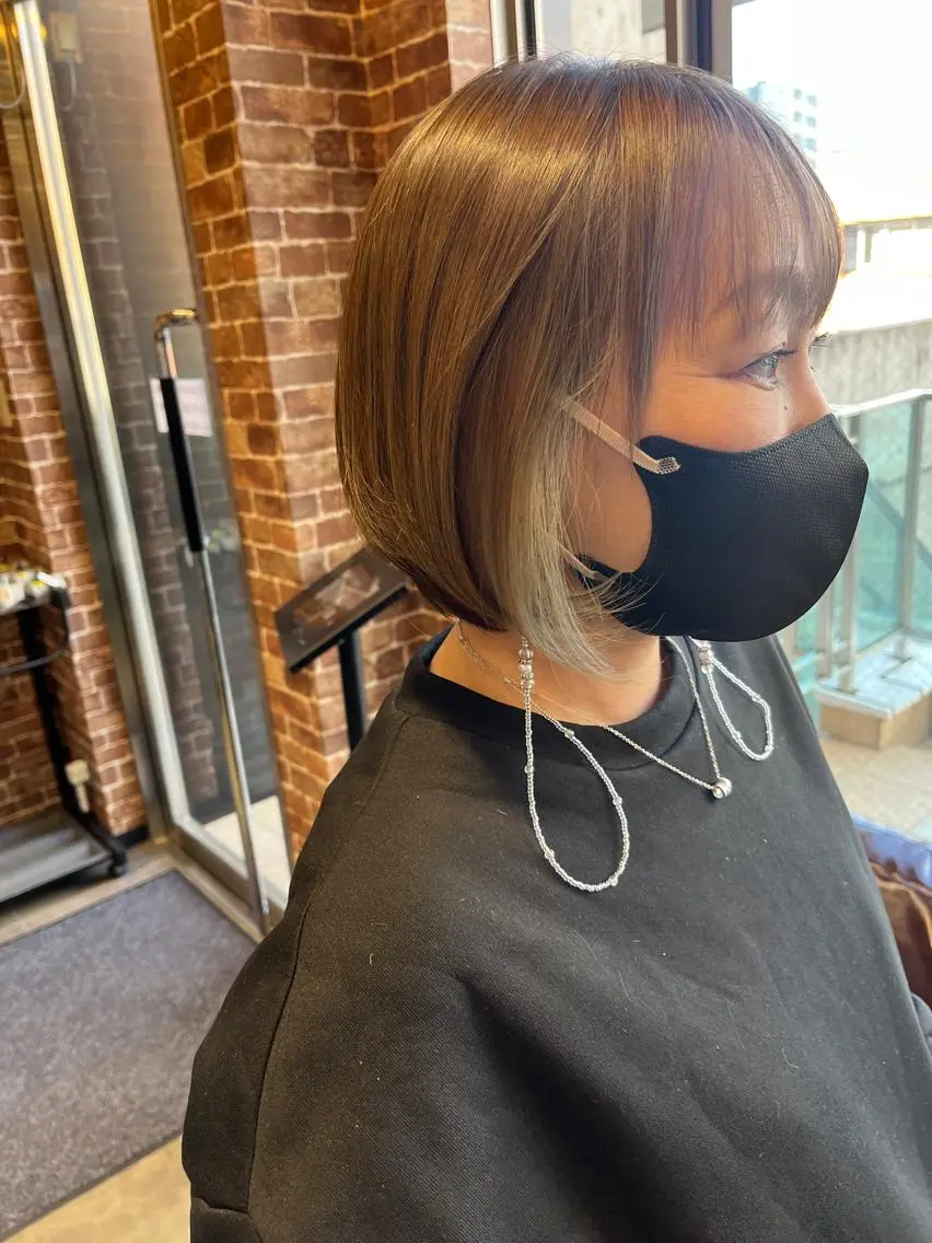 ショート カラー パーマ ヘアアレンジ メンズ キッズ ネイル マツエク・マツパ アイブロウ メンズハイライト メンズパーマ ブラウンカラー ケアカラー 透明感カラー 久木原 ゆりのヘアスタイル