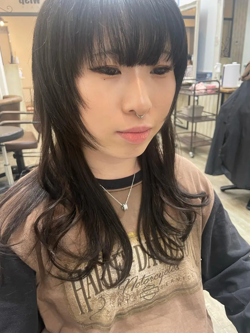 ミディアム ウルフカット 田中 由紀のヘアスタイル
