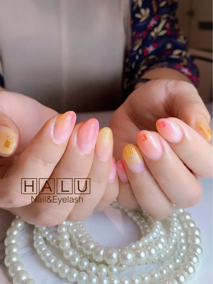 ネイル キラキラネイル スクエアネイル HALU ハルのネイルデザイン