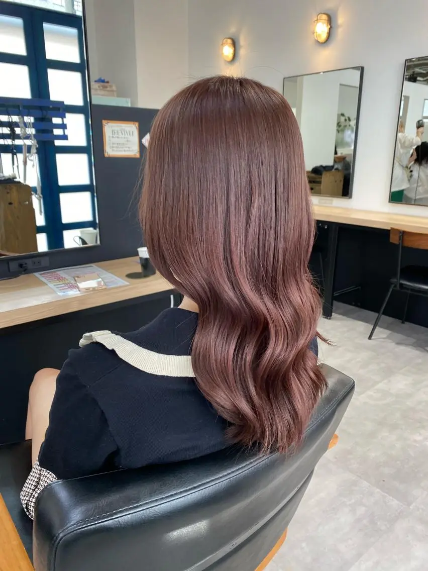 ミディアム ピンクブラウン ヘアカラー トリートメント 🍃ボブ&ショート 特化🍃髪質改善🍃のヘアスタイル