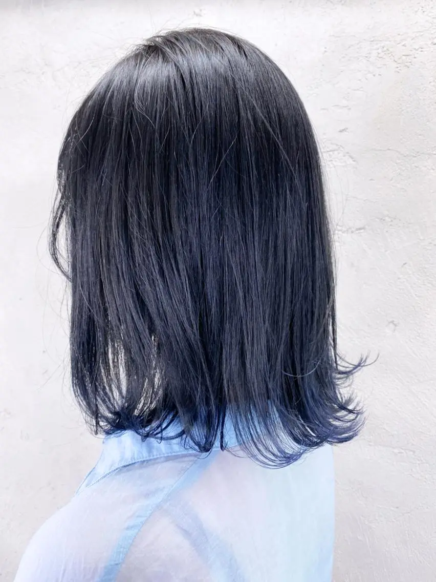 ミディアム カラー パーマ ヘアアレンジ ネイビーカラー ITbyALBUM 松戸のヘアスタイル