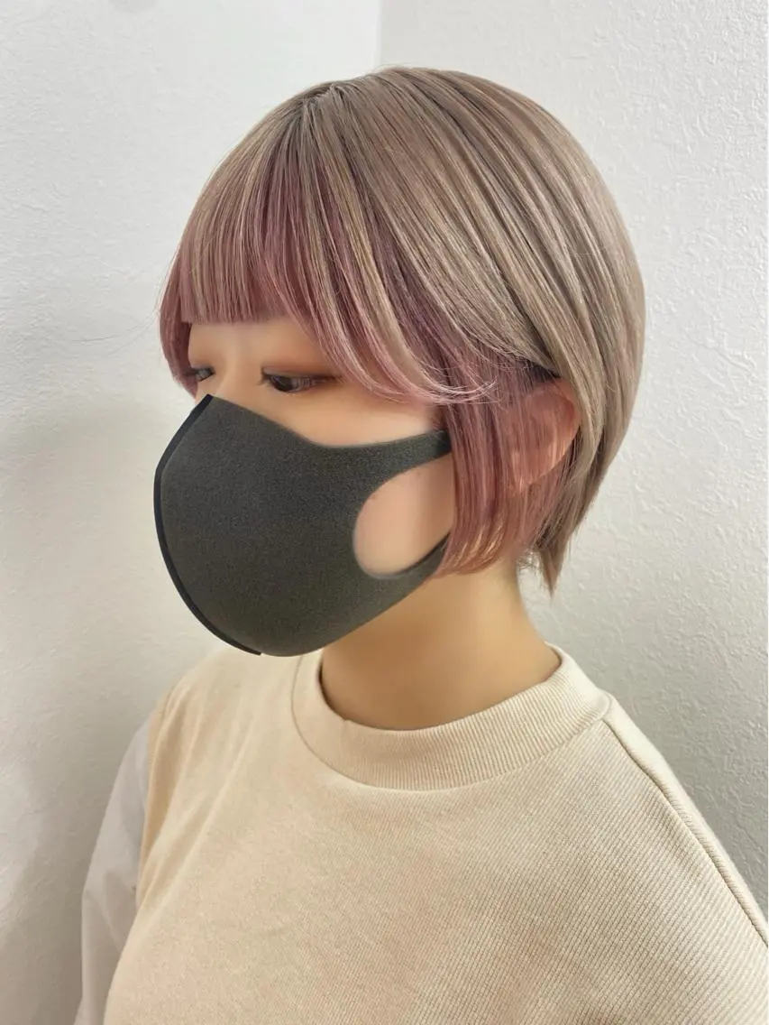 カラー ベージュカラー ピンクカラー 中村 彩夏のヘアスタイル