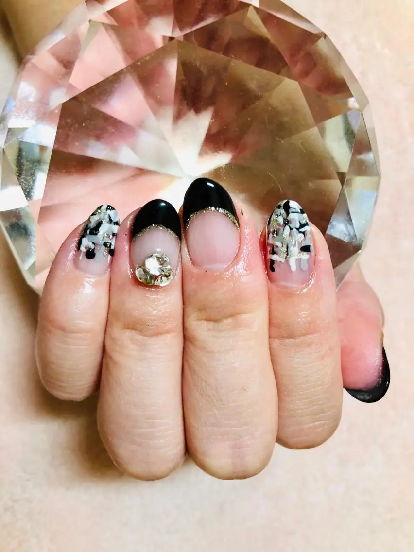ネイル フレンチネイル ラメ(グリッター) ツイードネイル chii nailのネイルデザイン
