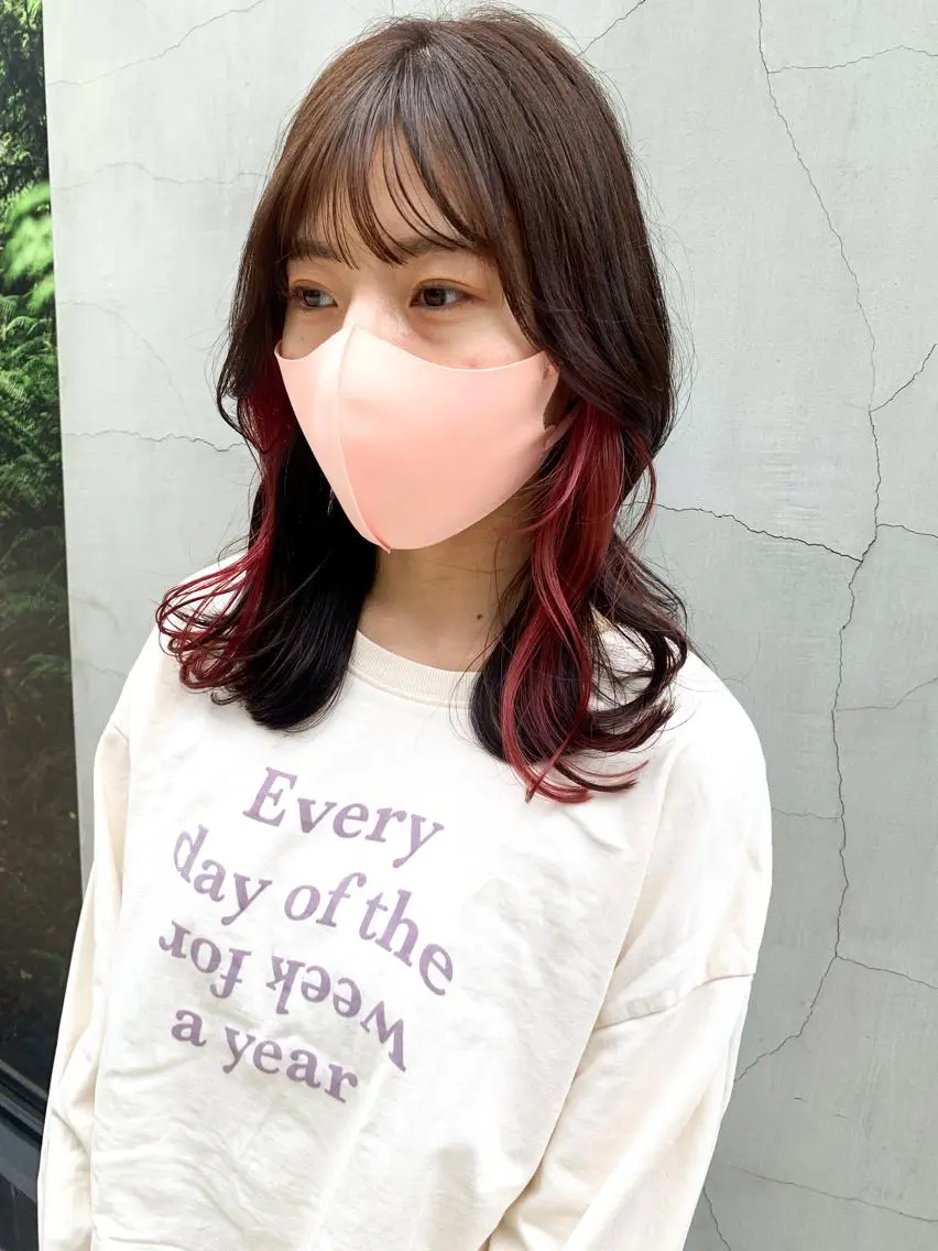 ミディアム カラー ヘアアレンジ ヘアカラー トリートメント yuka .のヘアスタイル