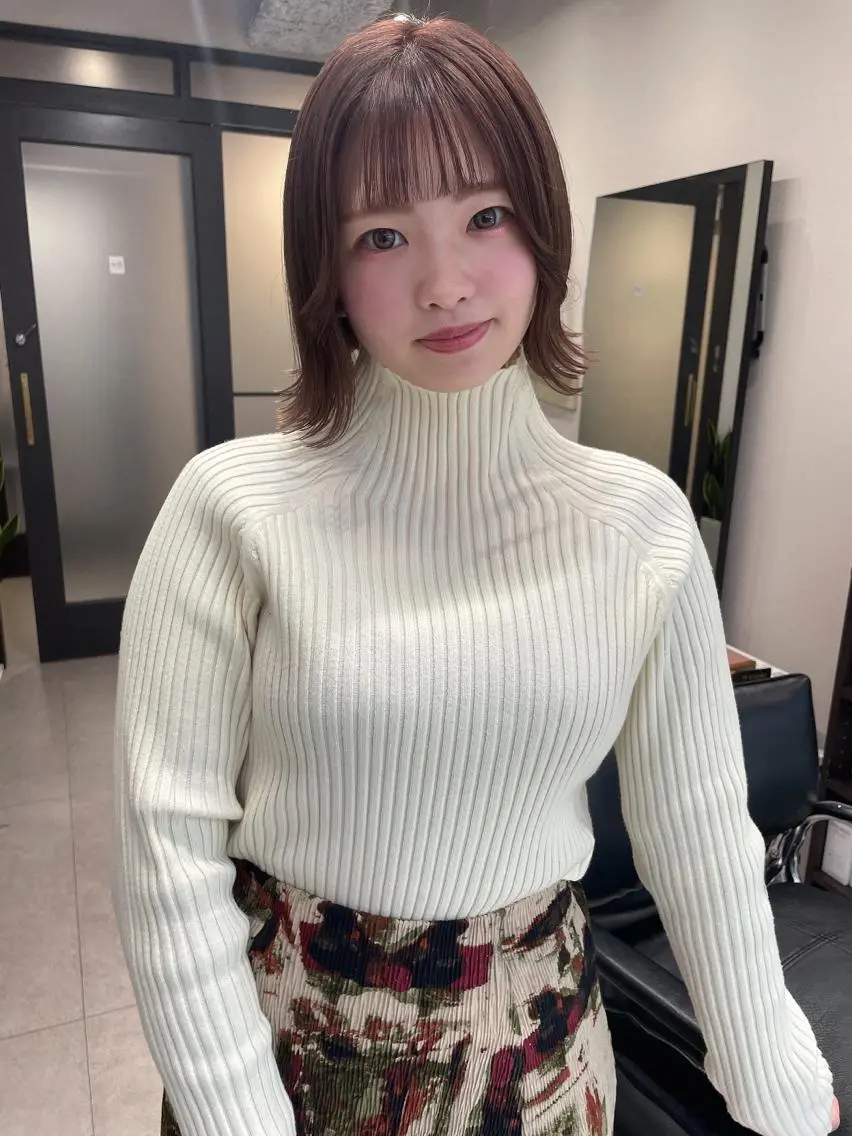 ミディアム カラー カット ヘアカラー トリートメント 髪質改善will hairdesignのヘアスタイル