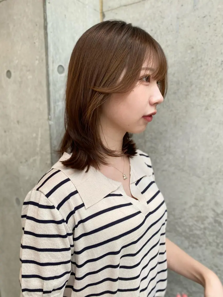 ミディアム カット トリートメント レイヤー/柔色 カラー/SAkiのヘアスタイル