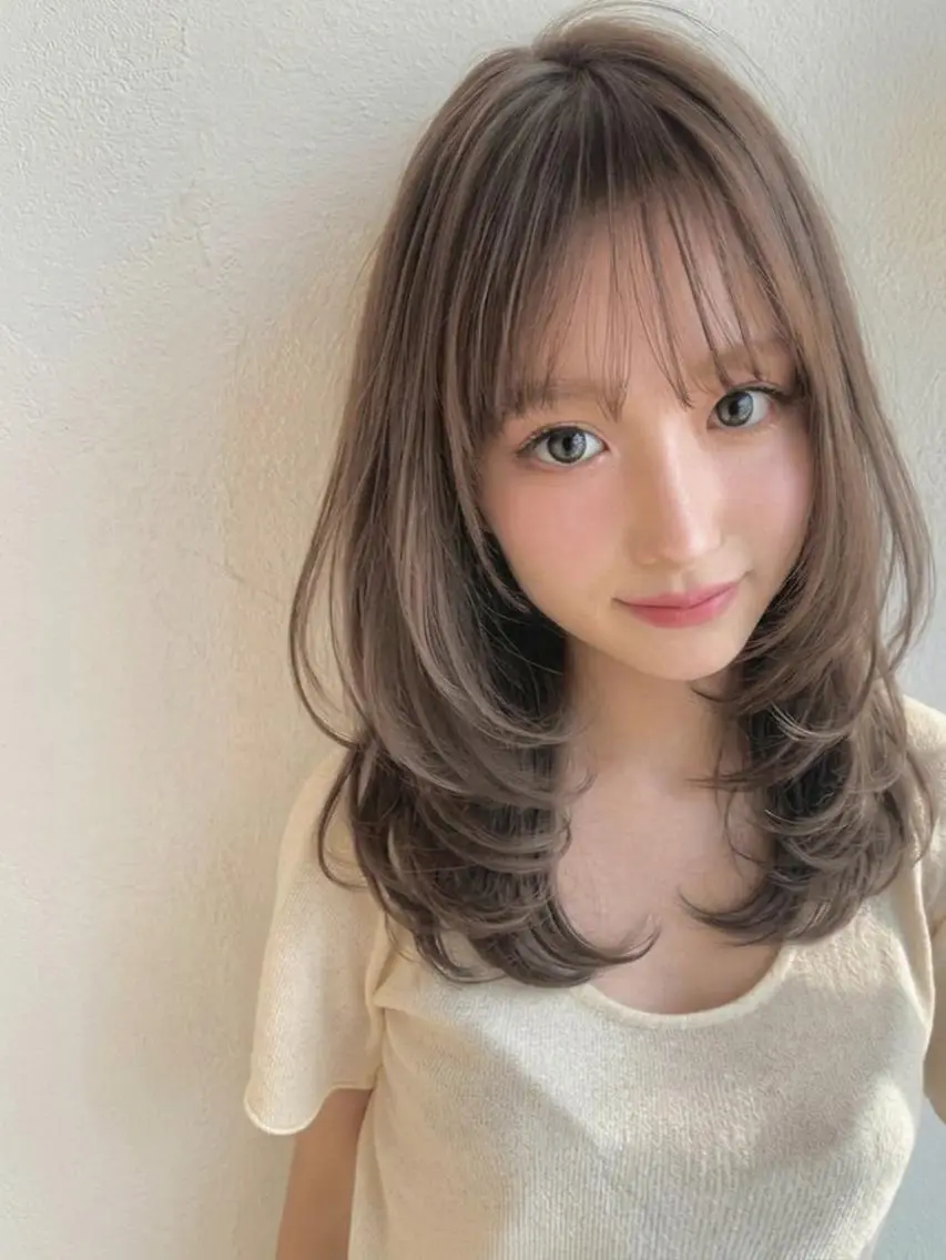 セミロング 艶髪ストレート❇️ レイヤー❇️出町光流のヘアスタイル