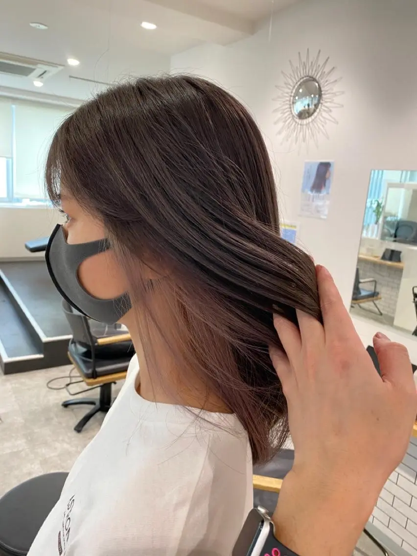 ミディアム カラー ベージュカラー インナーカラー ミルクティーベージュ ヘアカラー JILBLAN京都 ショート/ハイライトのヘアスタイル