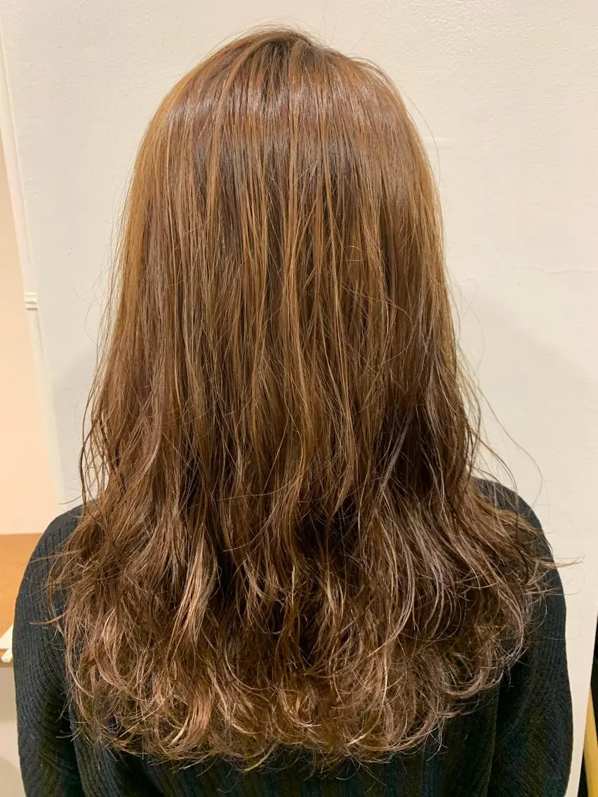 ロング オレンジブラウン ヘアカラー トリートメント ヘッドスパ ヘアセット 大宮/山口 竣也のヘアスタイル