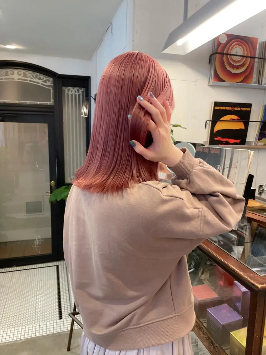 ミディアム カラー ピンクカラー 暖色カラー🧡 ボブ🧚‍♀️マナのヘアスタイル