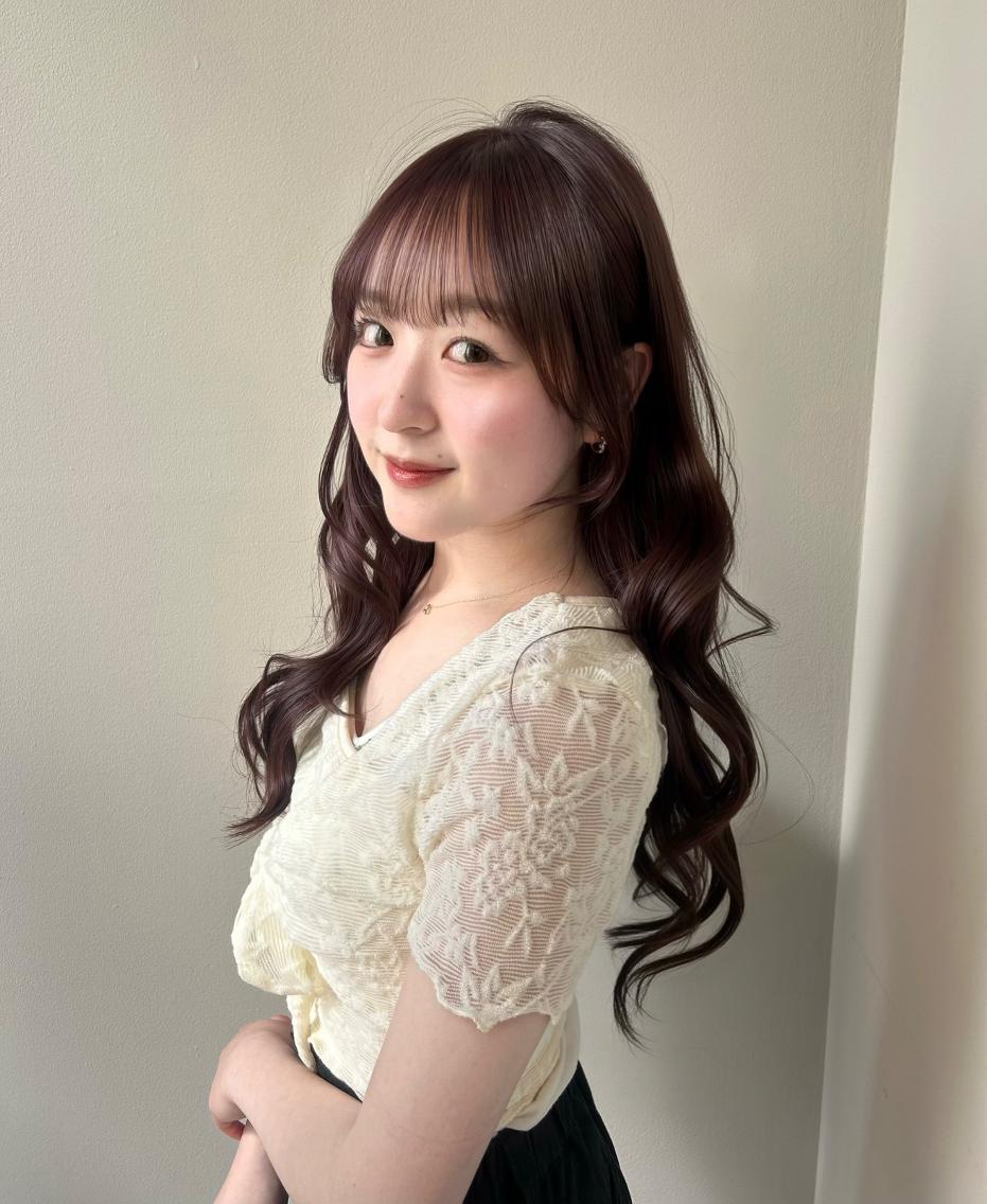 ロング 韓国風ヘア レイヤーカット 岩永 ひなのヘアスタイル