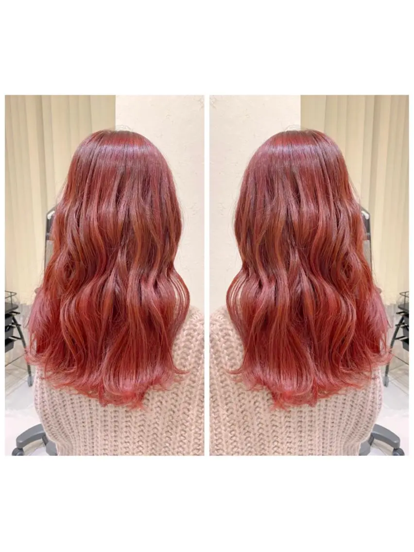 ロング カラー ピンクカラー レッドカラー ヘアカラー ブリーチ/髪質改善 🍀MASAKiのヘアスタイル