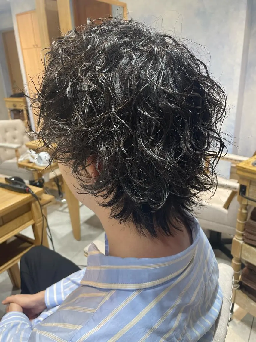 ミディアム パーマ メンズ カット パーマ トリートメント ヘッドスパ 【店長】 草間大輔のヘアスタイル