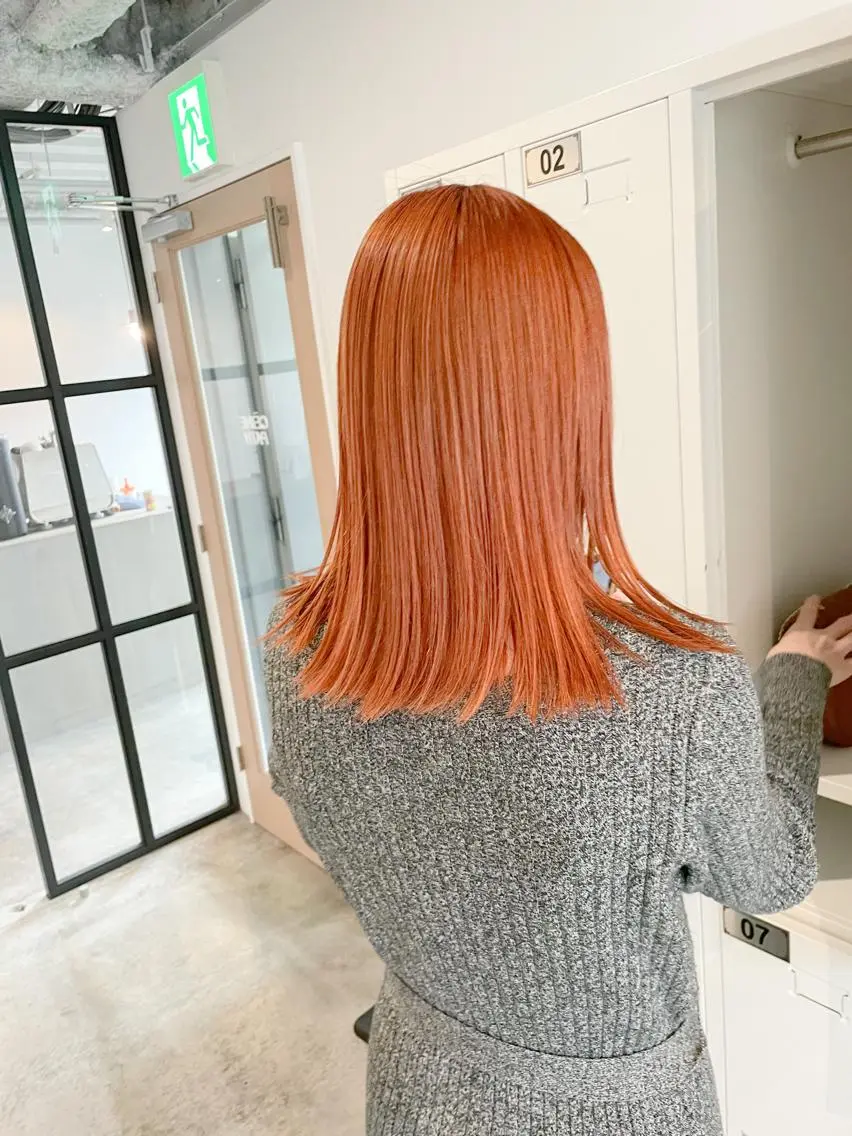 ミディアム カラー ブリーチ オレンジ ヘアカラー Takuma Suzuki中目黒のヘアスタイル