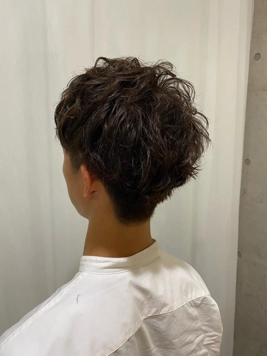 ショート カラー パーマ メンズ カット パーマ ヘッドスパ 田中 アキオのヘアスタイル