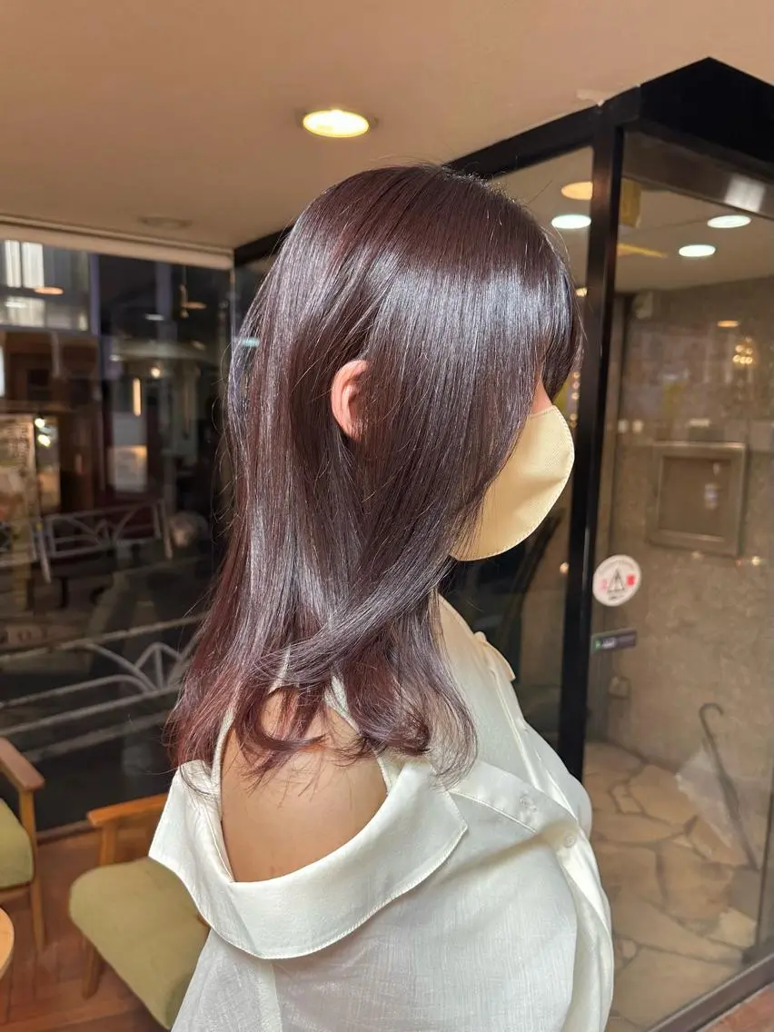 ミディアム カラー ブリーチ ラベンダーカラー ブリーチなしカラー ピンクカラー ピンクラベンダー 矢野 晃平のヘアスタイル