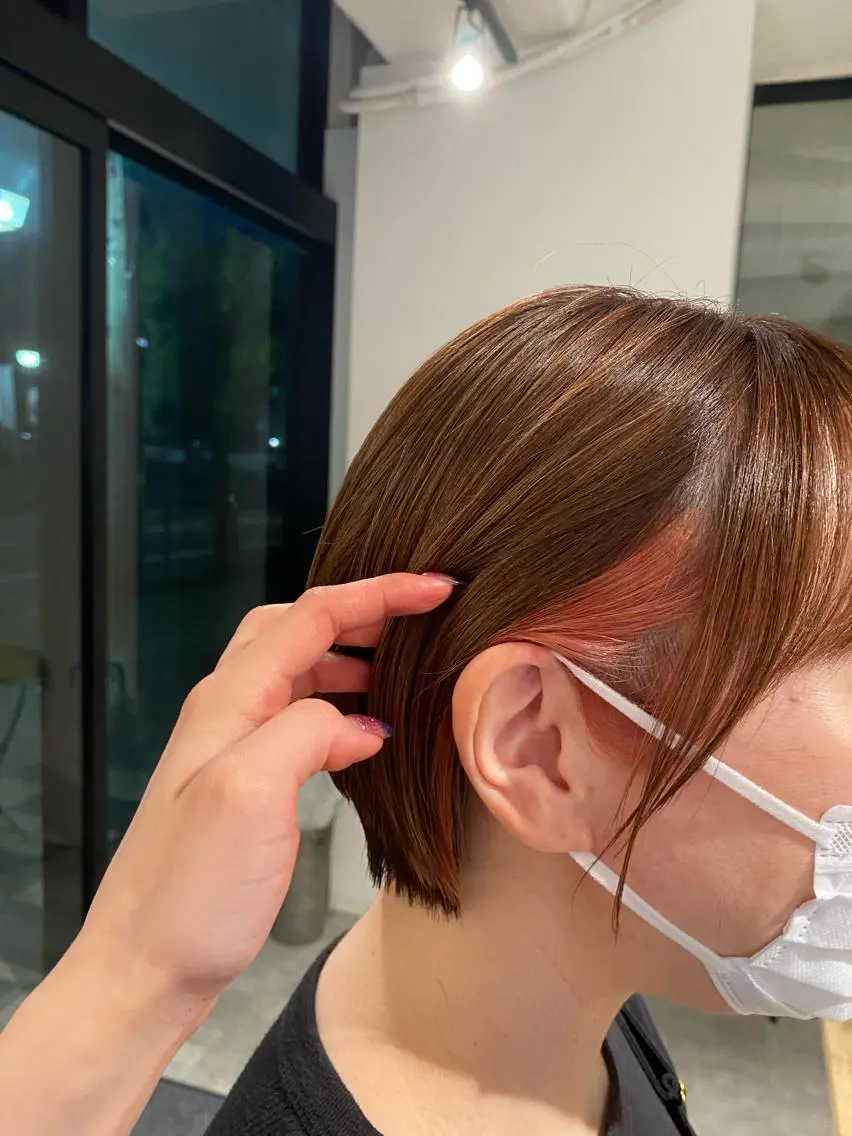 ショート カラー イヤリングカラー ピンクカラー カット ヘアカラー オスズ 🎀´-のヘアスタイル
