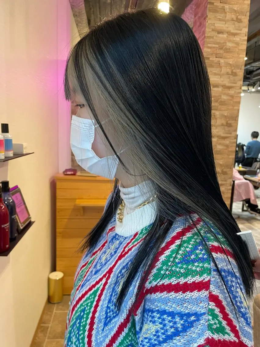 ロング カラー ミストバング  フェイスフレーミング カット ヘアカラー トリートメント YUI/ ブリーチカラー🌷のヘアスタイル