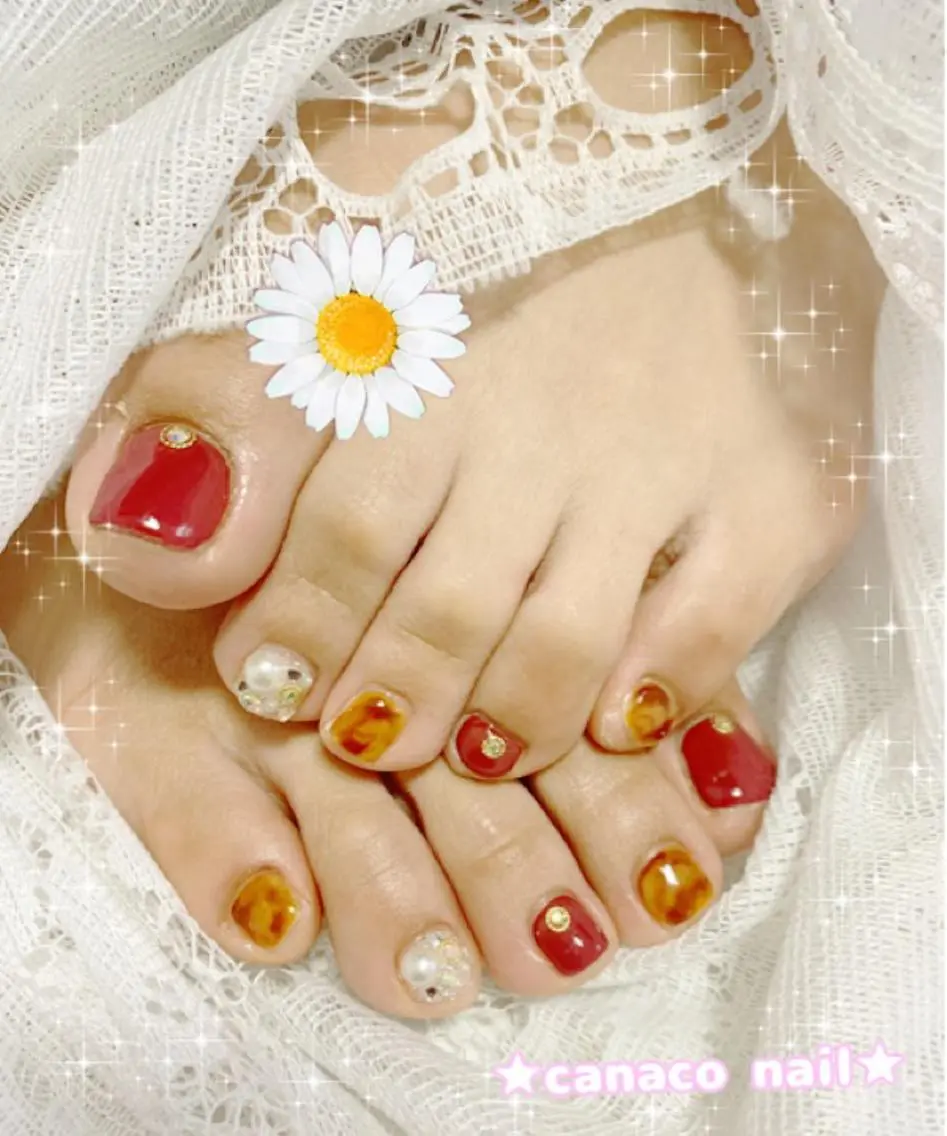 ネイル アートネイル べっ甲ネイル フットネイル ジェルネイル パラジェル ベテランネイル cnc nailのネイルデザイン