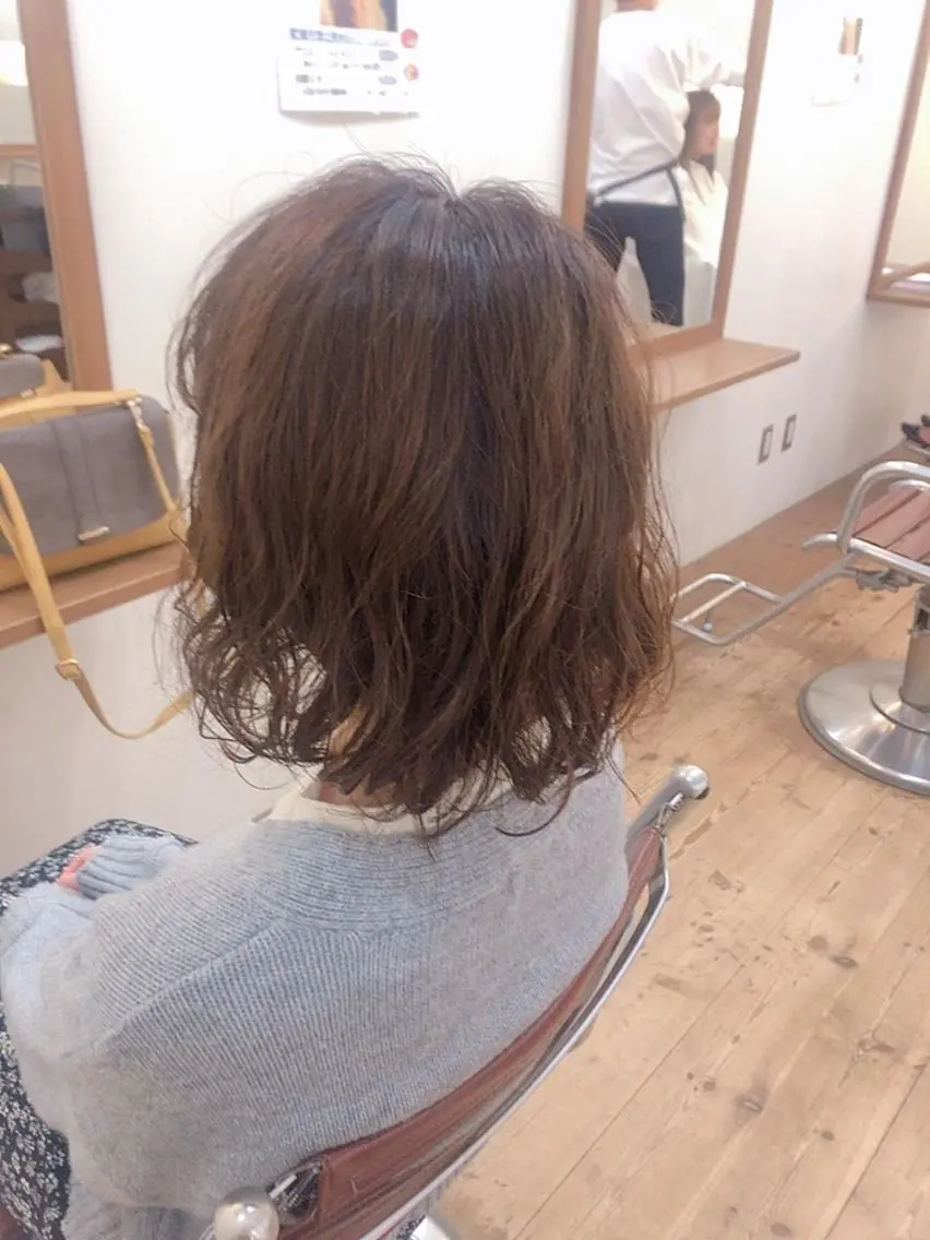 ミディアム ミディアムパーマ ボブ Sea by LUVISM アヤノのヘアスタイル