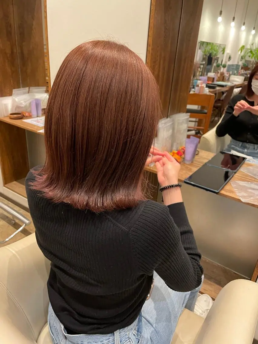 ミディアム カラー カット ヘアカラー トリートメント 【完全個室】髪質改善 暖色カラー/山崎唯奈のヘアスタイル