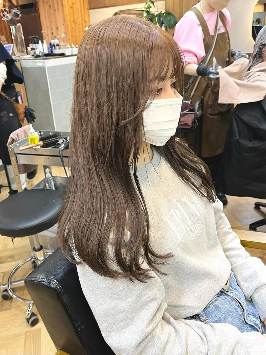 ロング カラー ブリーチ ダブルカラー ブリーチなしカラー ena/ブリーチなし 透明感・レイヤー🎀のヘアスタイル