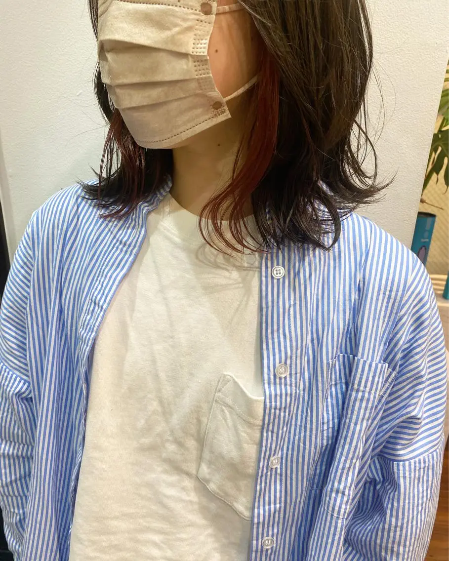 ミディアム カラー パーマ ヘアアレンジ メンズ アイブロウ MOE /Zina横浜2ndのヘアスタイル