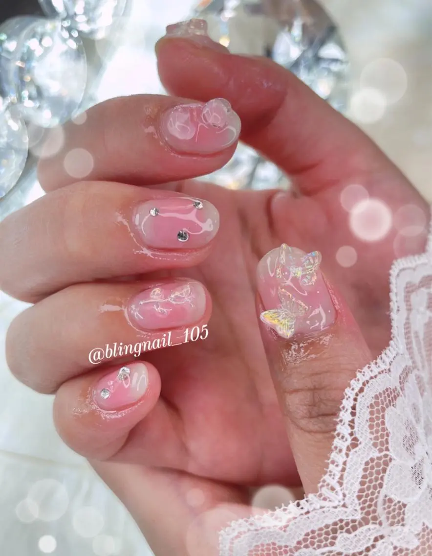 ネイル 24時まで❤︎韓国、 ワンホンネイルのネイルデザイン
