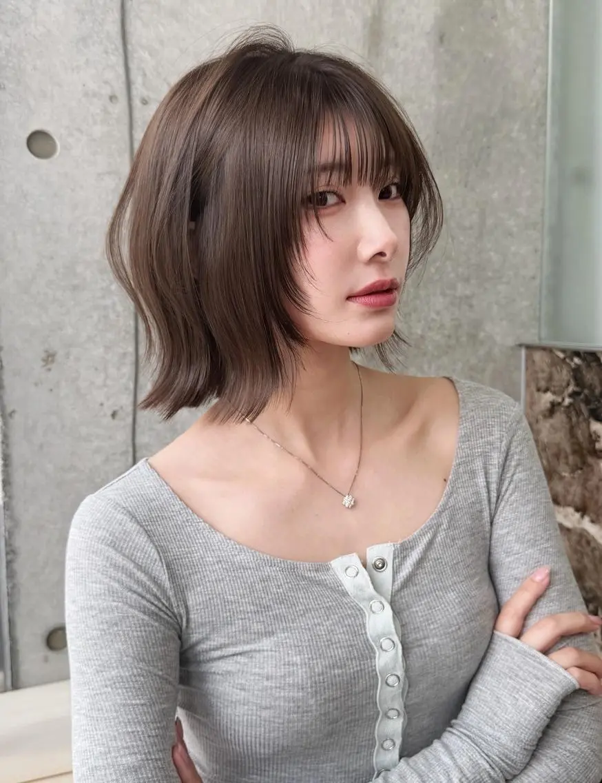 ショート ハッシュカット 韓国風ヘア レイヤーカット 縮毛矯正 カット ヘアカラー トリートメント GLROW 大宮のヘアスタイル
