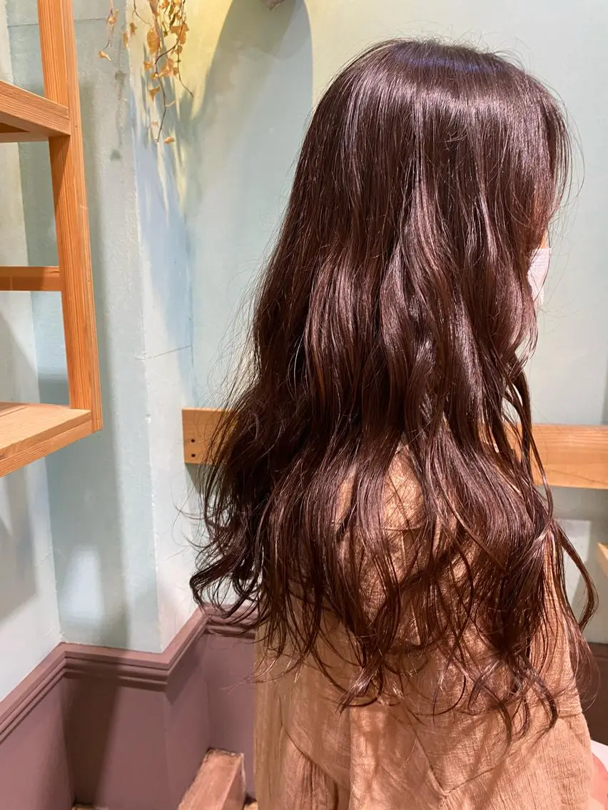 ロング カラー ブラウンカラー ピンクカラー ピンクブラウン ショート& パーマ　坂本のヘアスタイル