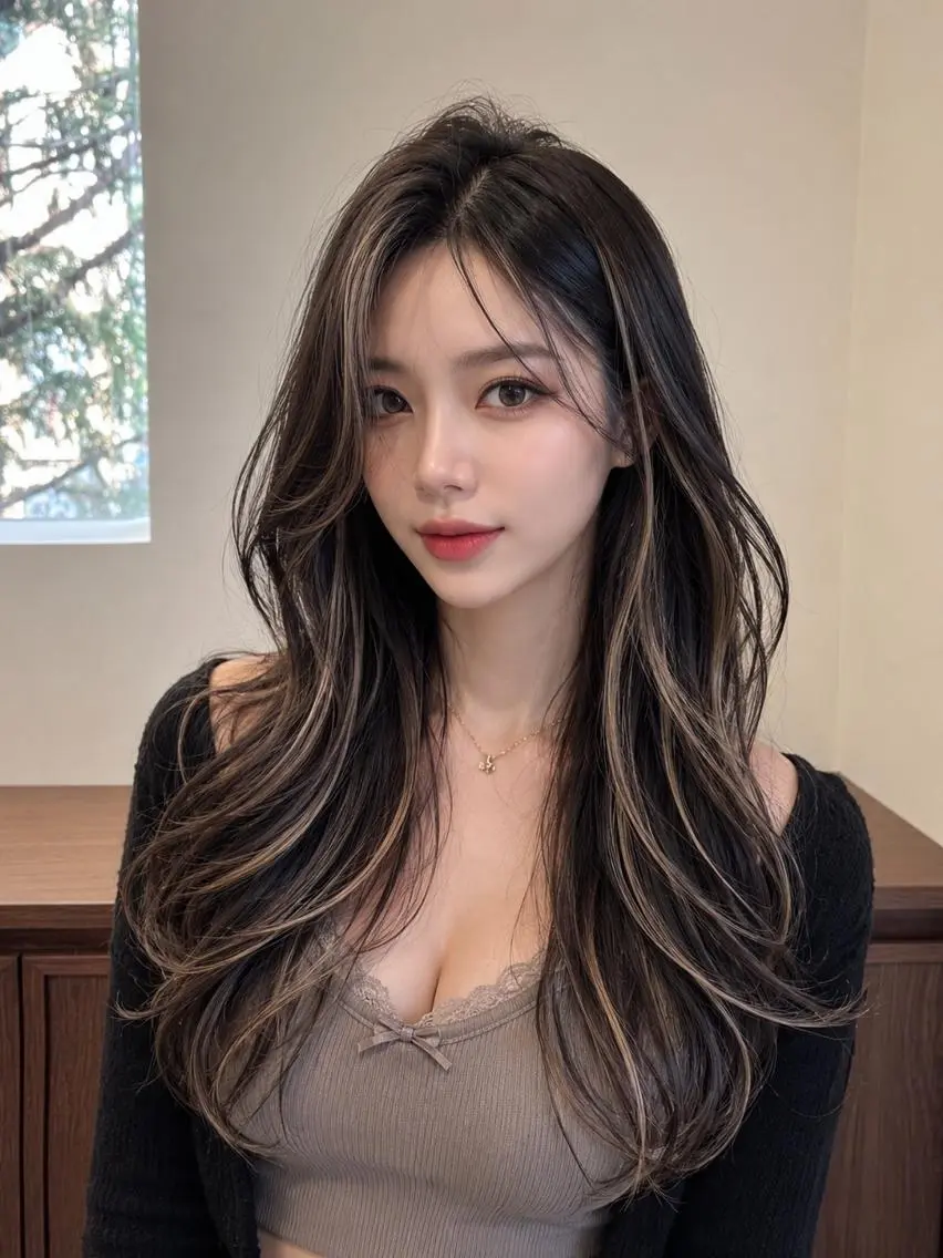 カラー セミロング カラー ×シールエクステのヘアスタイル