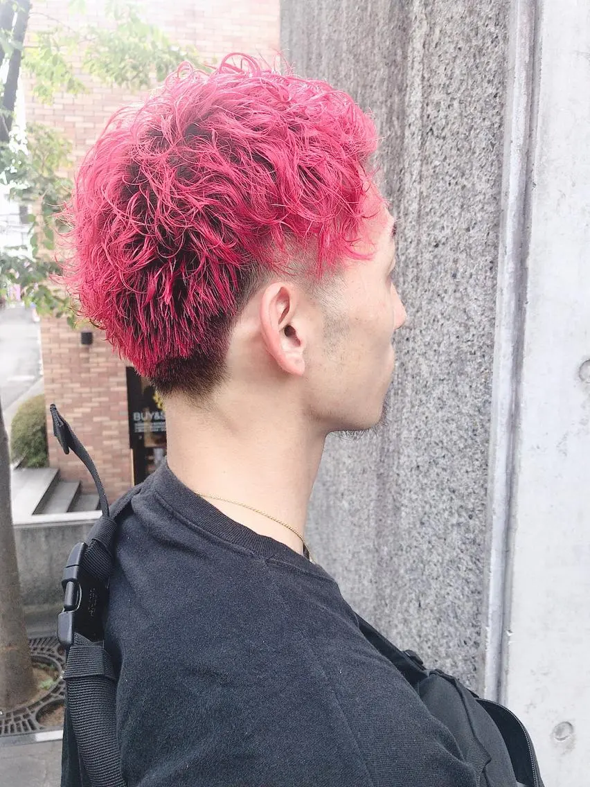 ショート カラー パーマ ヘアアレンジ メンズ メンズブリーチ メンズパーマ ブリーチ カット パーマ ちこ .のヘアスタイル
