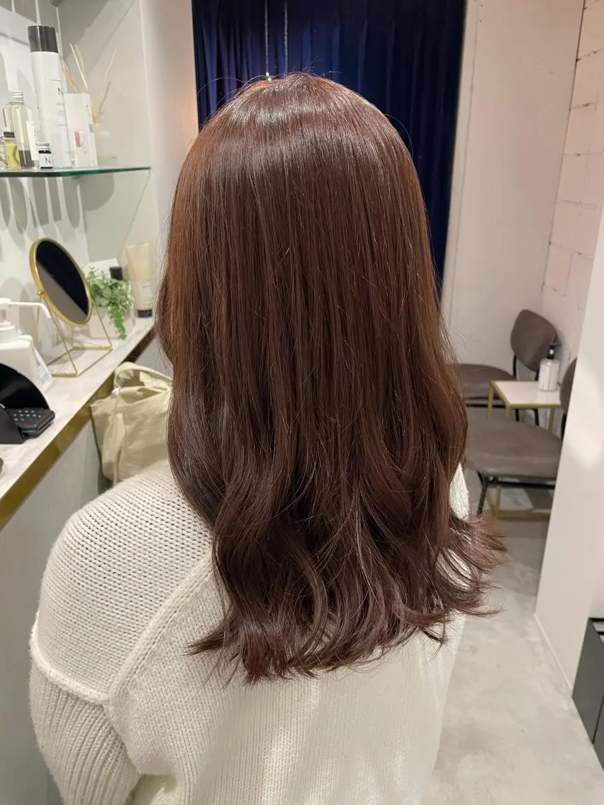 ロング カラー ブリーチ ブラウンカラー オレンジ ピンクカラー ピンクブラウン レイヤー♡ 石川優奈のヘアスタイル