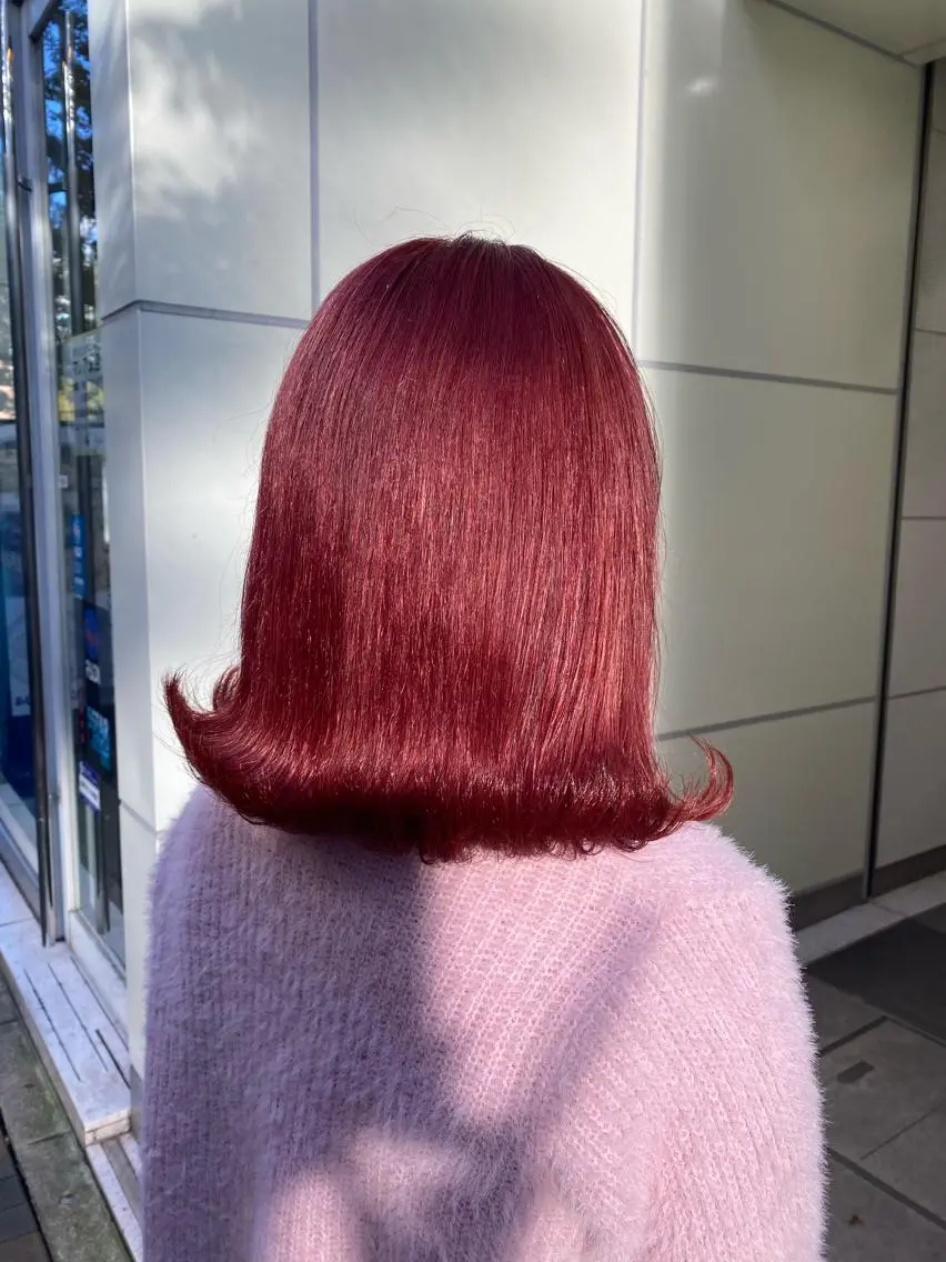 セミロング カラー レッドカラー 髪質改善/ TECHIのヘアスタイル