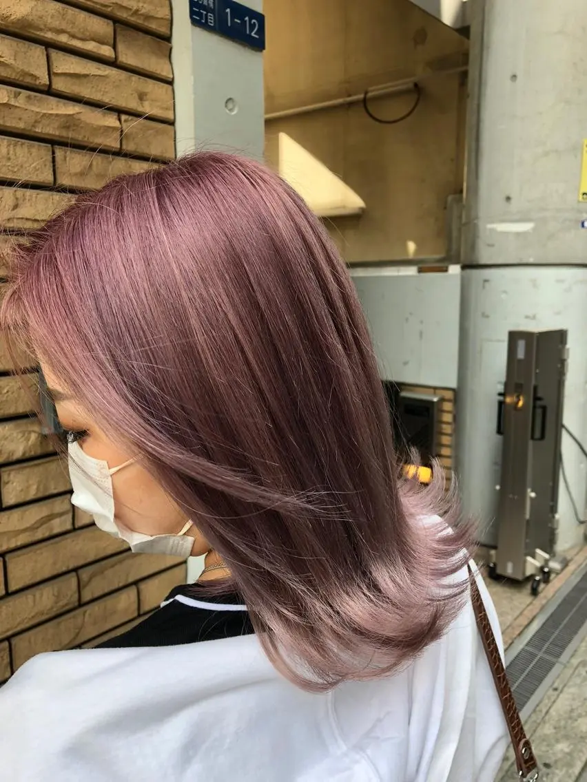 ミディアム カラー ブリーチ ピンクカラー ホワイトピンク レイヤー/エクステ alpha下妻のヘアスタイル