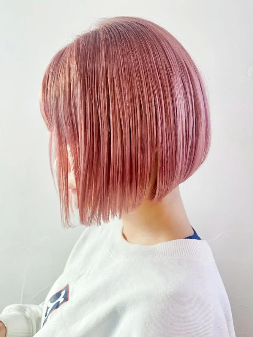 ショート カラー パーマ ヘアアレンジ ピンクカラー ボブ ITbyALBUM 浦和店のヘアスタイル