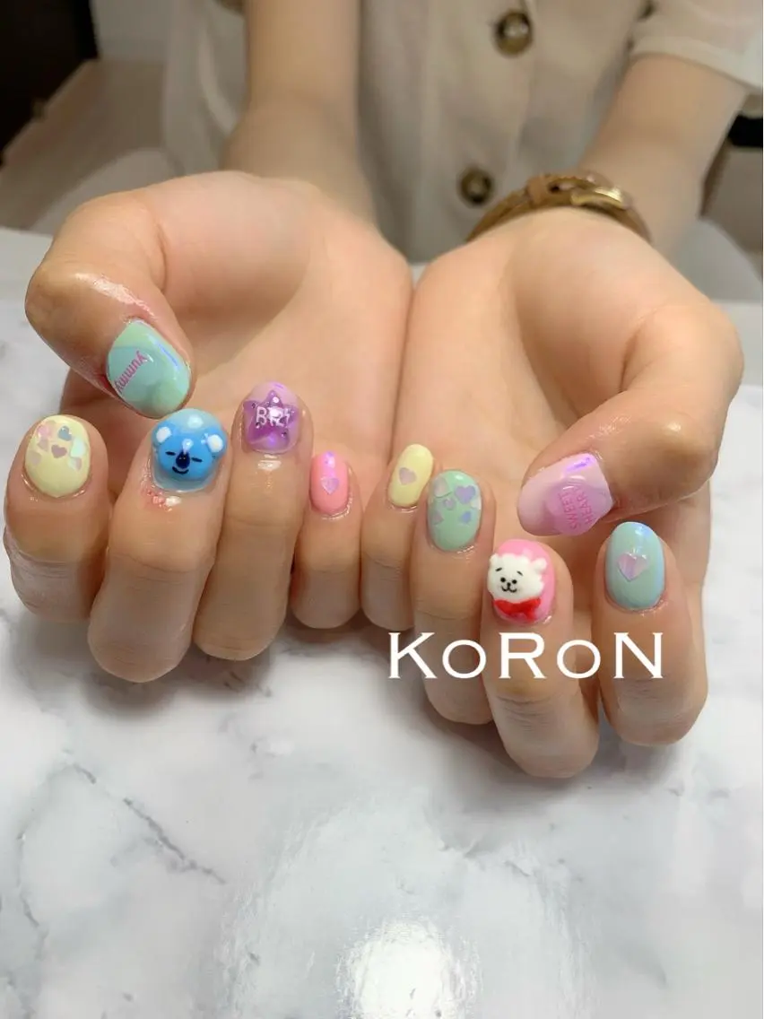ネイル 持ち込み パステルネイル 自宅サロン鎌倉 KORONのネイルデザイン