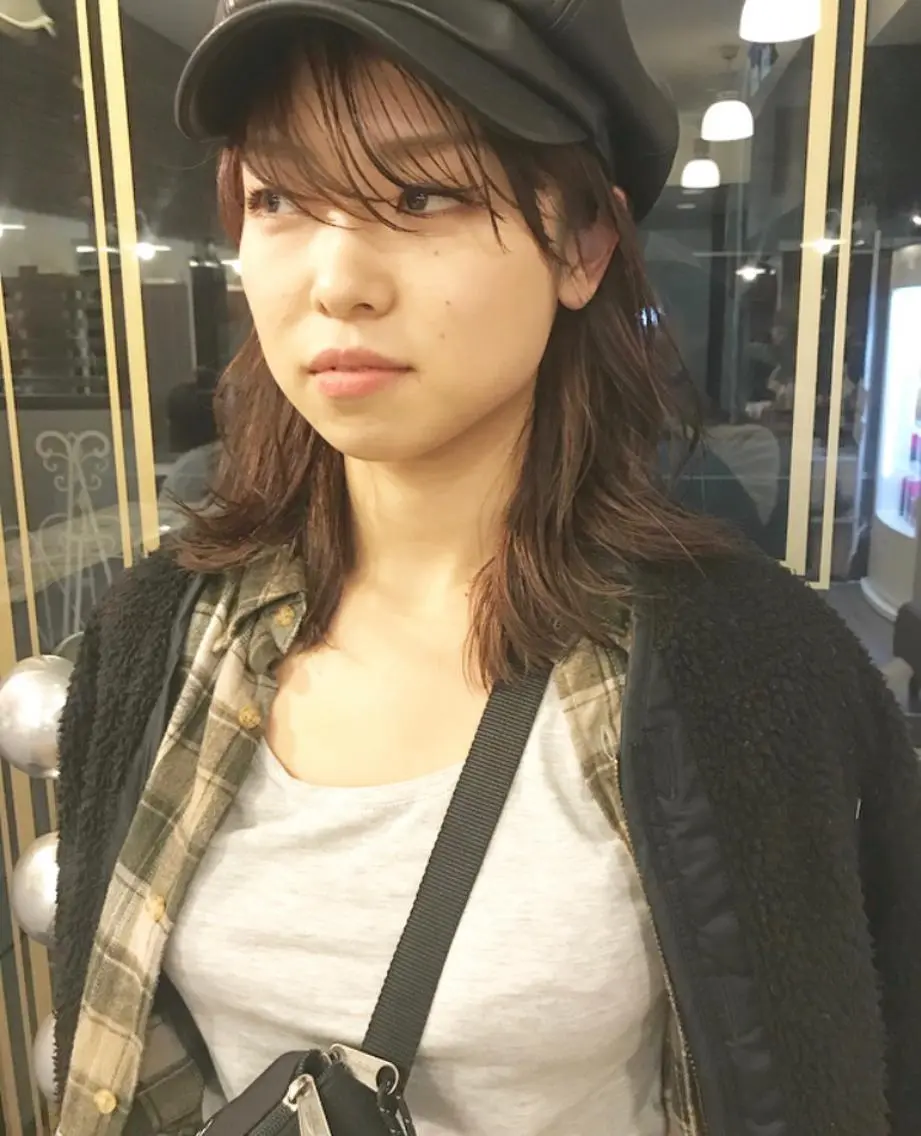 ミディアム カラー ヘアアレンジ マツエク・マツパ うざバング カット ヘアカラー トリートメント Kawaguchi Arisaのヘアスタイル