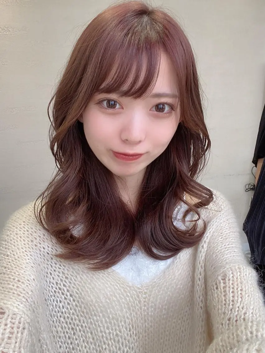ミディアム カラー パーマ バレイヤージュ ブリーチ ケアブリーチ ダブルカラー ハイライトカラー ヘアカラー トリートメント 銀座✨レイヤーカット 顔まわり/坂本亜裟海のヘアスタイル