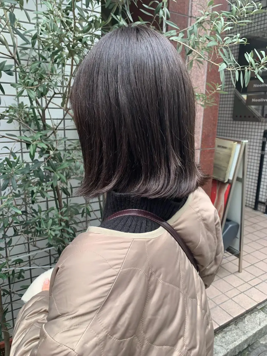 ミディアム カラー ヘアアレンジ 透明感カラー グレージュ 🫧透明感カラー/ ボブ/小笠原汐海🪽のヘアスタイル