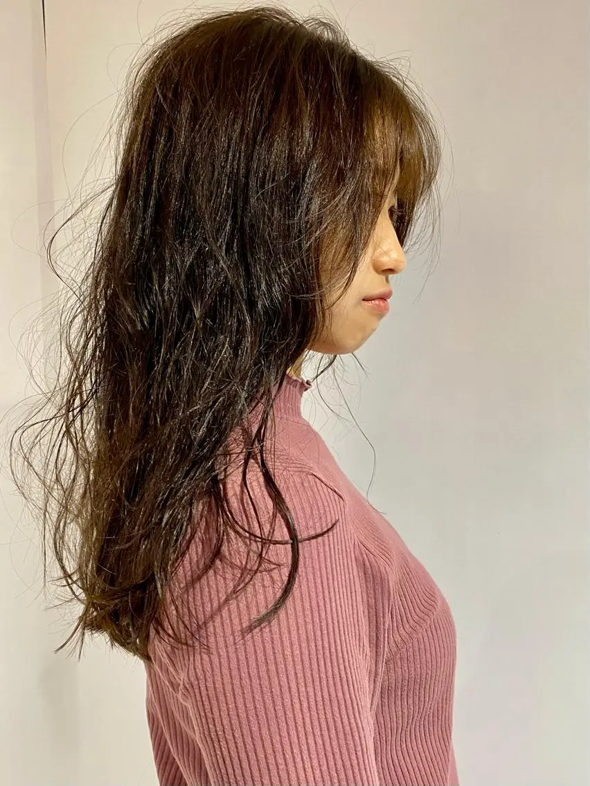 ロング カラー パーマ カット ヘアカラー トリートメント KOOKI スティードトーキョーのヘアスタイル